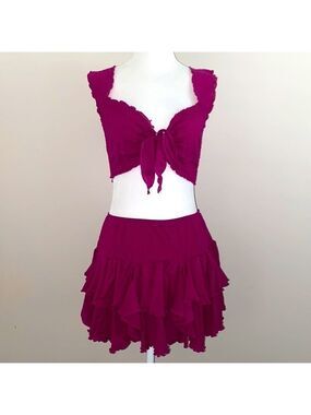 Victoria’s Secret vintage mesh ruffle top & skirt